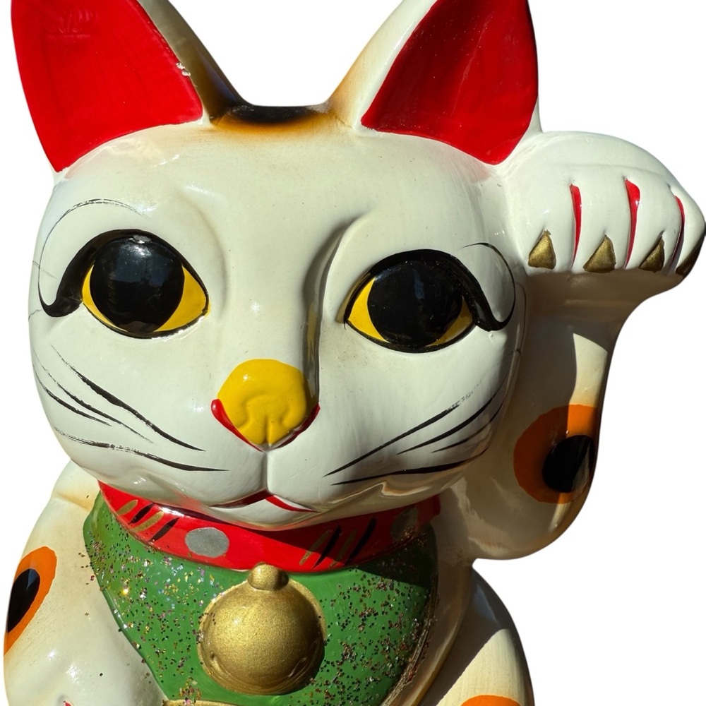 VINTAGE MANEKI NEKO BECKONING CAT BANK – JAPANESE LUCKY CAT FIGURINE - Picture 7 of 9